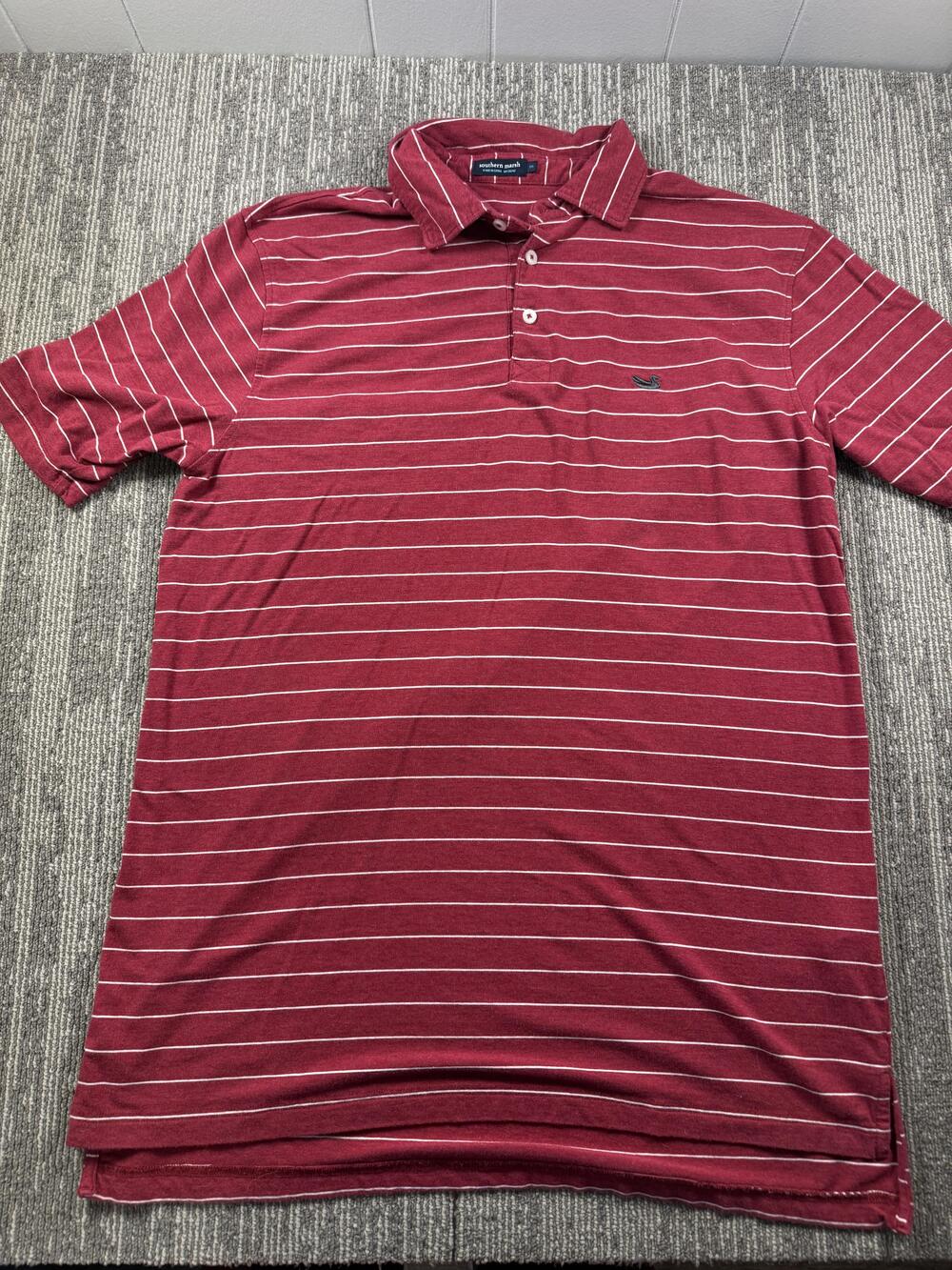 Southern Marsh Polo Shirt Mens Medium Red Stripe Duck Logo Short Sleeve Casual